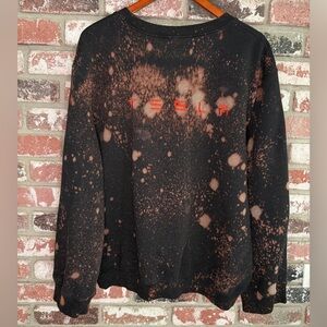 Men’s Tesla Embroidered Logo Custom Bleach Spray Crewneck